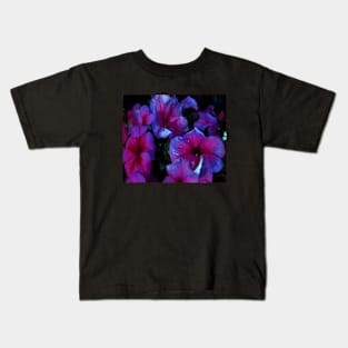 Glowing Fluorescent Purple and Raspberry Pink Floral Art Kids T-Shirt